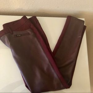 Pleather Two Tone Maroon pants